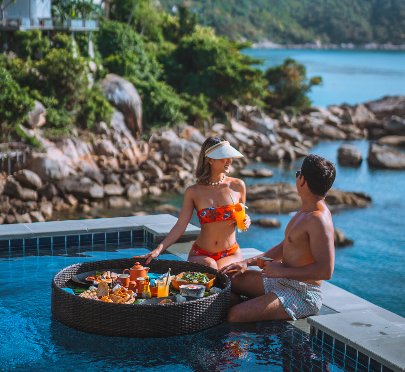 Floating breakfast in pool villa Koh Phangan